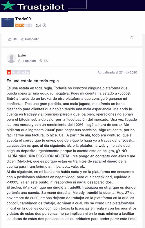 AVATRADE OPINIONES TRUSTPILOT Nº 2