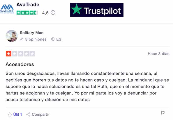 AVATRADE OPINIONES EN TRUSTPILOT Nº 9