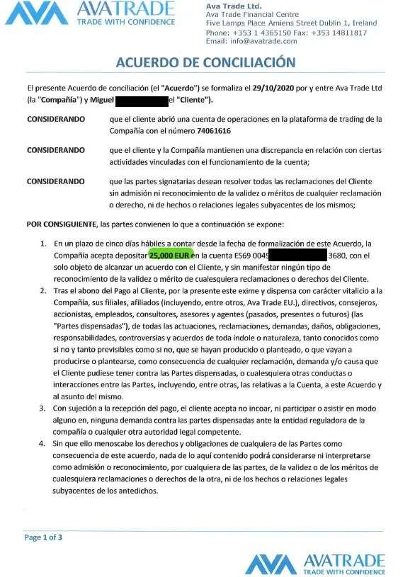 ACUERDO DE CONCILIACIÓN CON AVATRADE