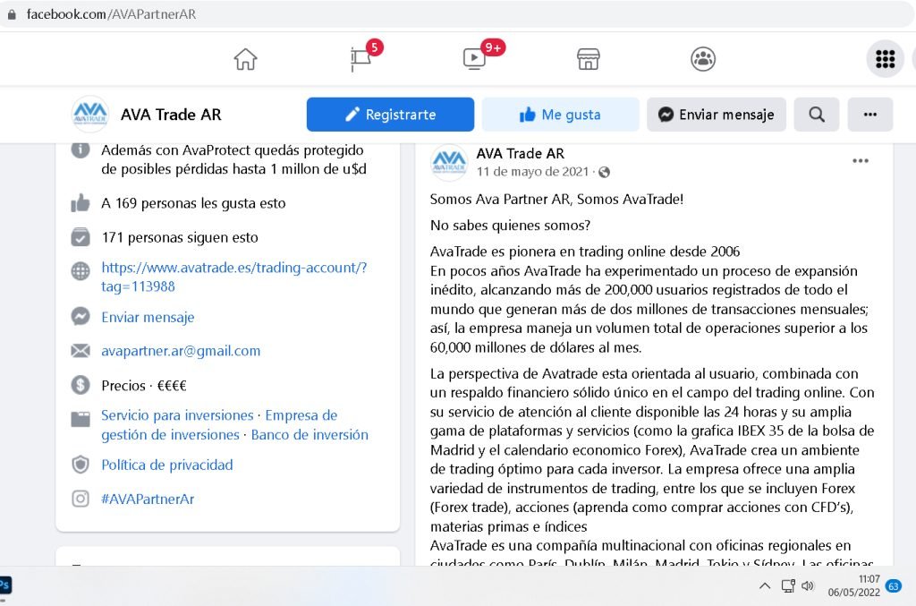 AvaTrade venta armas algoritmo Facebook