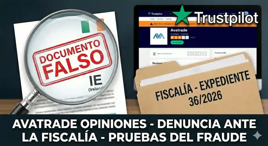 Lucha en Trustpilot 2 AvaTrade opiniones denuncia fiscalía documento falso irlanda pruebas fraude