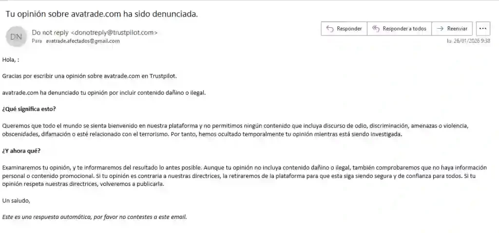 Victoria a AvaTrade en Trustpilot