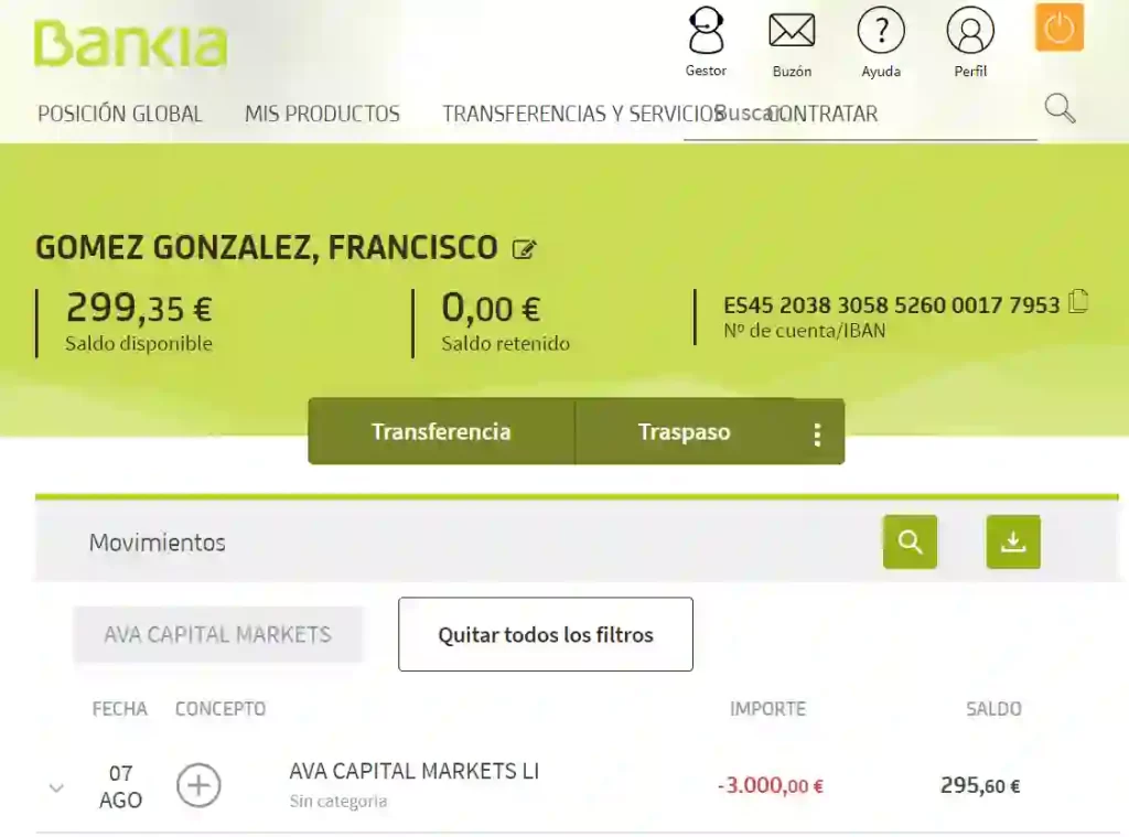 Ava Capital Markets estafa 2 Prueba estafa Ava Capital Markets cargos bancarios